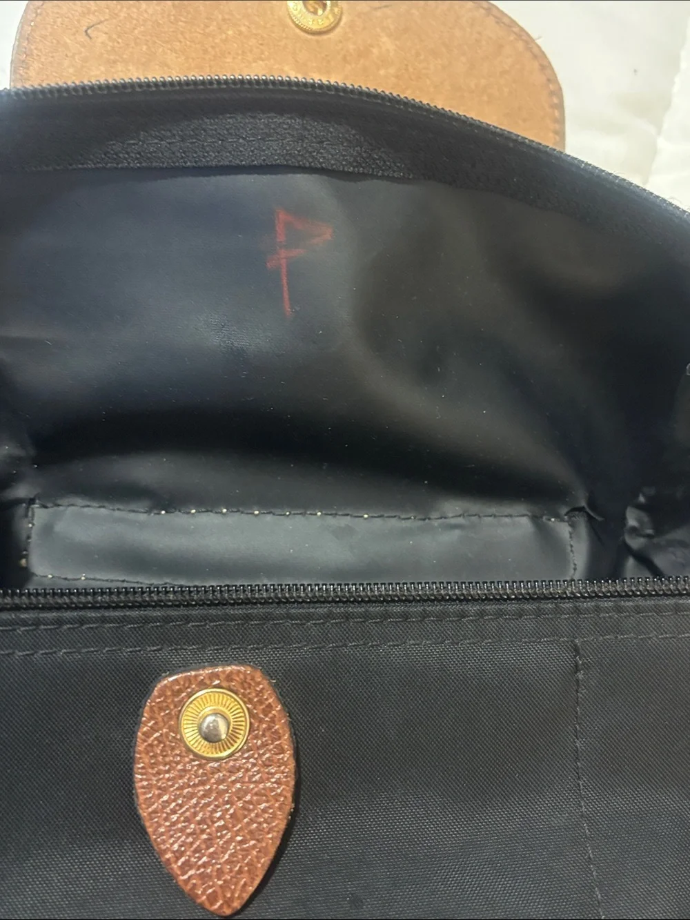 Longchamp Black Nylon Backpack with Brown Leather Flap and Straps - Picture 5 of 9
